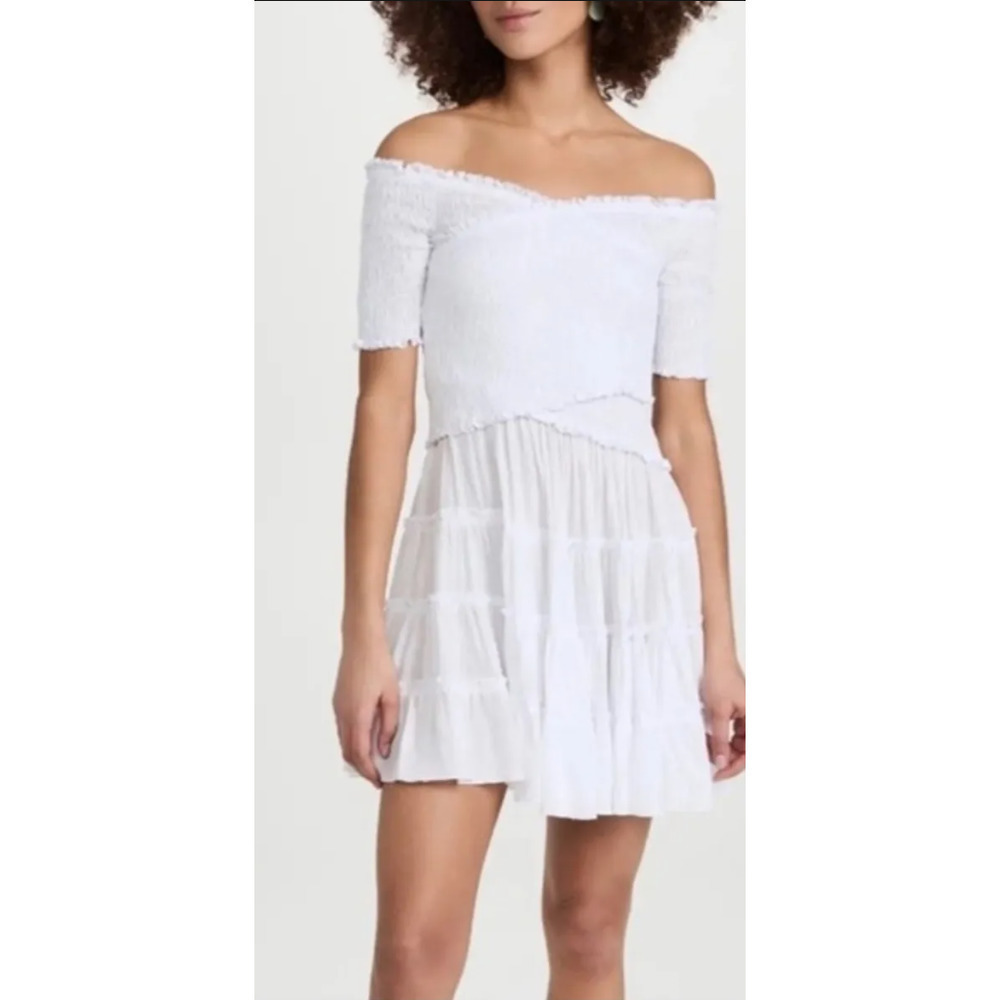 Poupette St Barth White Off-Shoulder Midi Dress